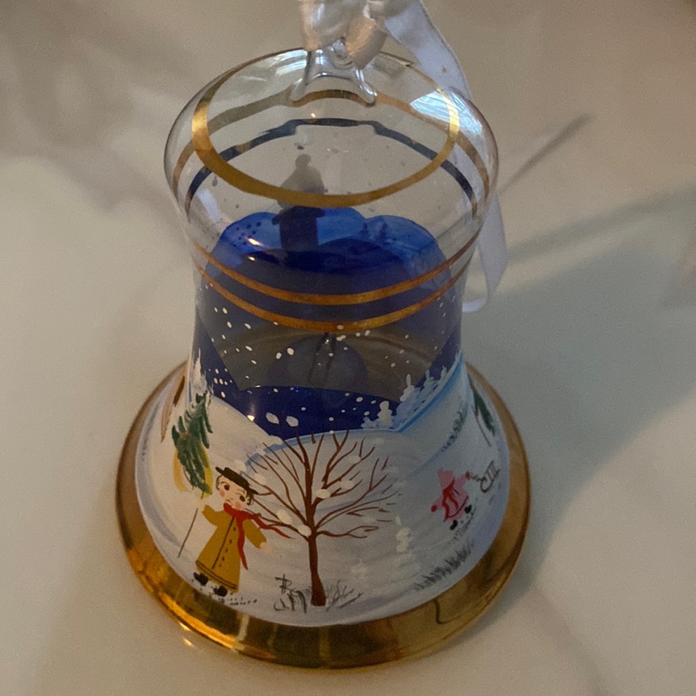 Glass bell holiday decor ornament